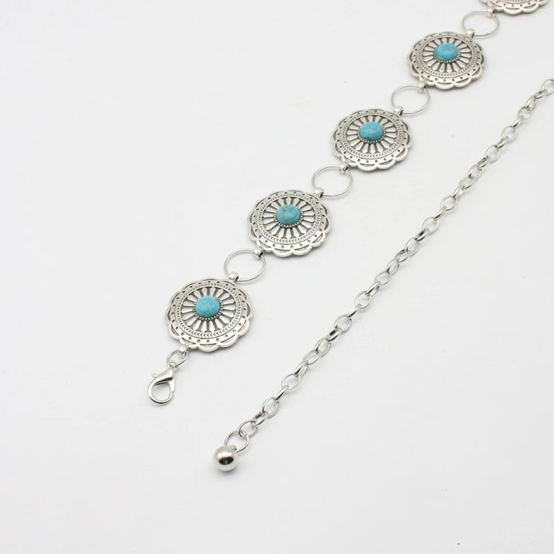 Western Turquoise & Silver Waist Chain