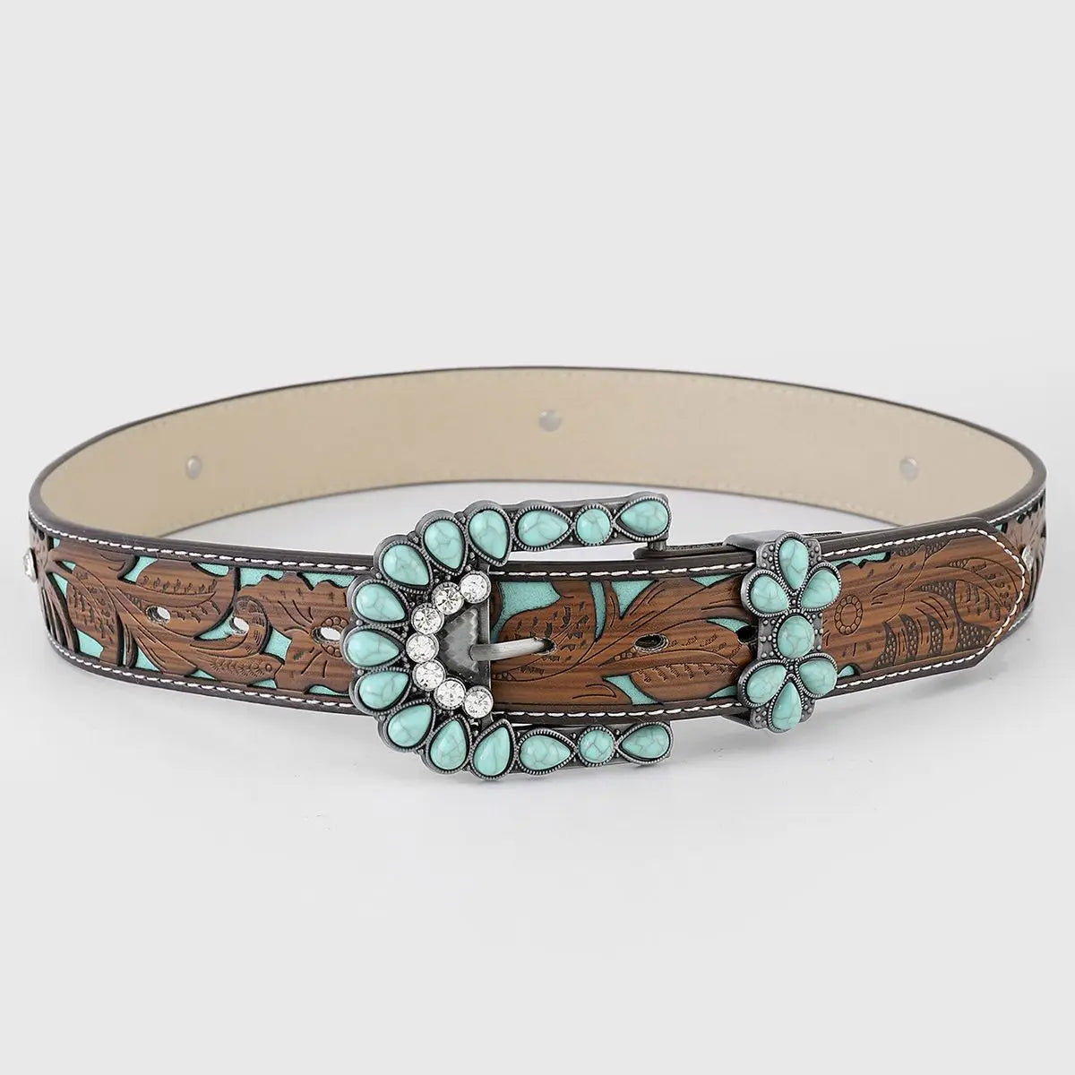 Vintage Turquoise Western Belt with Belt Buckle