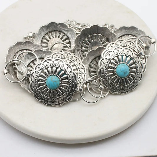 Western Turquoise & Silver Waist Chain