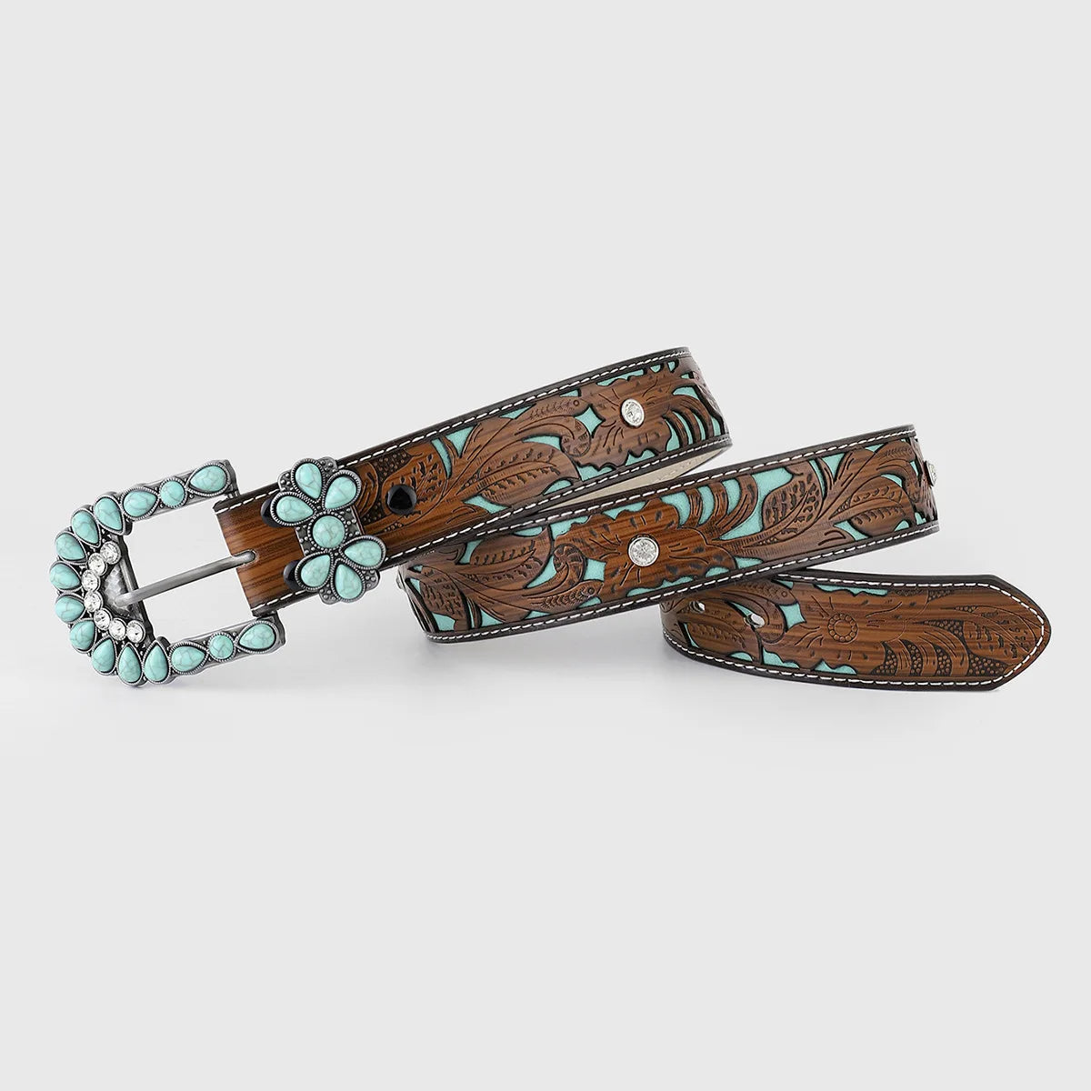 Vintage Turquoise Western Belt with Belt Buckle