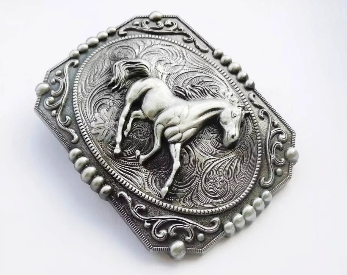 Western Cowboy Horse Belt Buckle