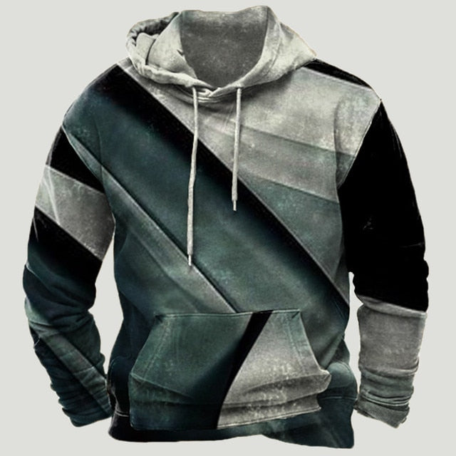 Mens Western Aztec Patchwork Hoodie