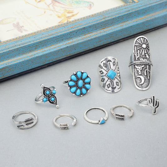 Turquoise Gemstone Jewelry Ring Set 1