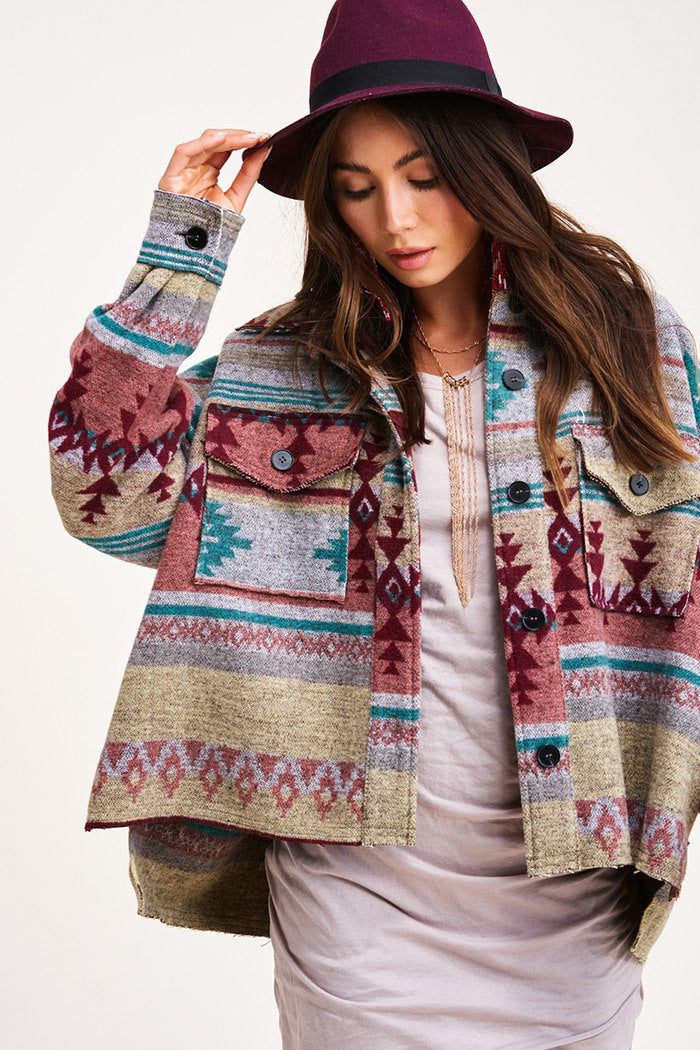 Aztec Retro Woolen Coat