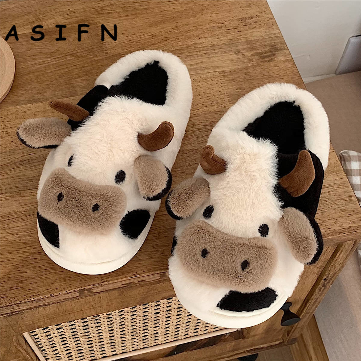 Fluffy Cow Slippers