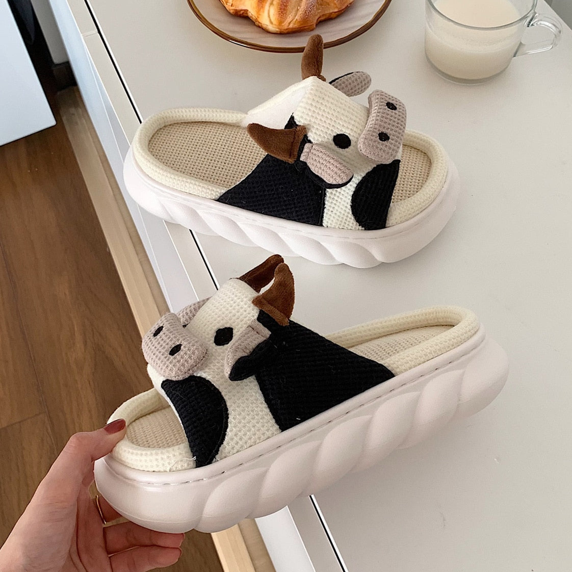 Childrens cow online slippers